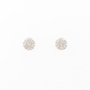 【リメイク】K18YG フラワー ダイヤモンド ピアス 0.30CT