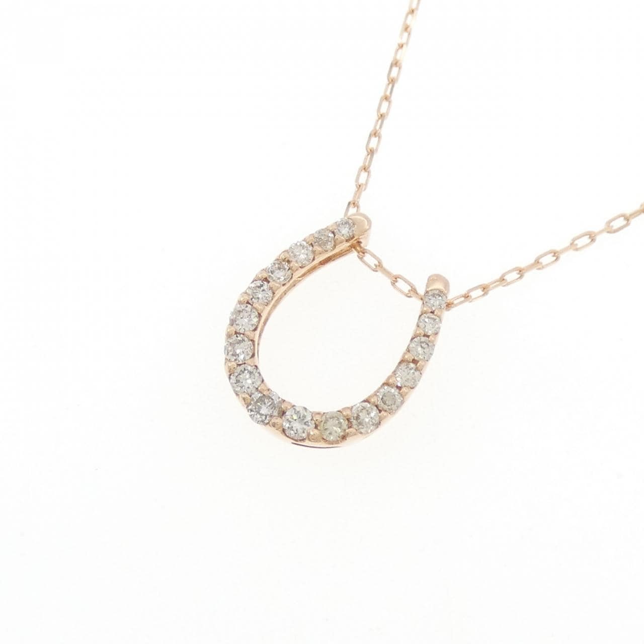 K10PG ホースシュー ダイヤモンド ネックレス 0.20CT