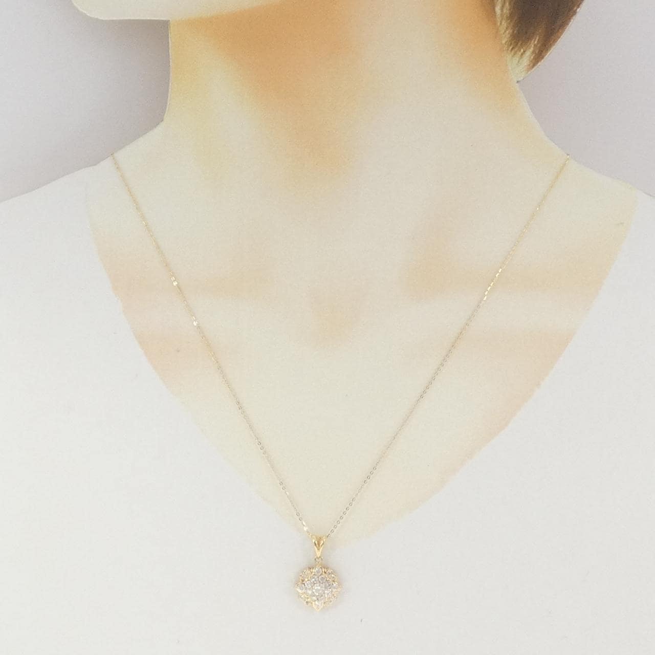 K18YG フラワー ダイヤモンド ネックレス 1.01CT