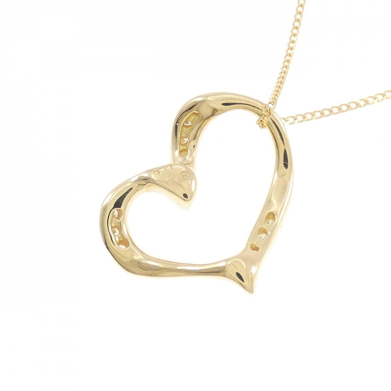 K18YG ハート ダイヤモンド ネックレス 0.11CT