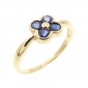 K18YG フラワー サファイヤ リング 0.35CT