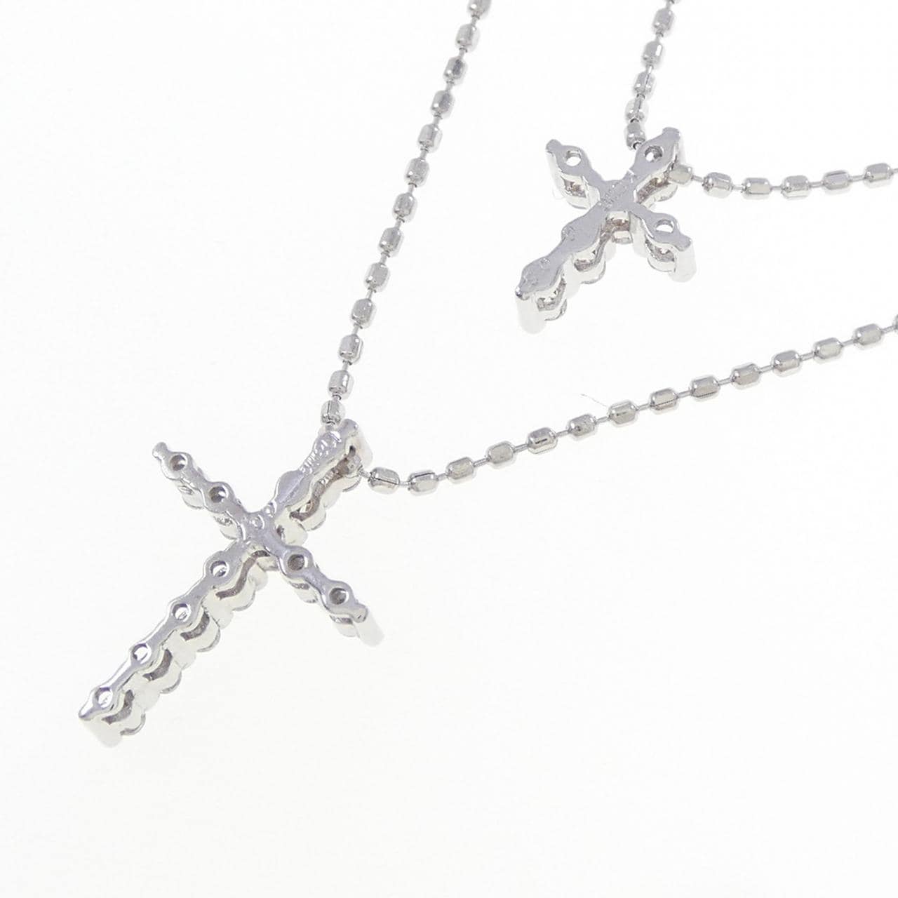 K18WG クロス ダイヤモンド ネックレス 0.05CT