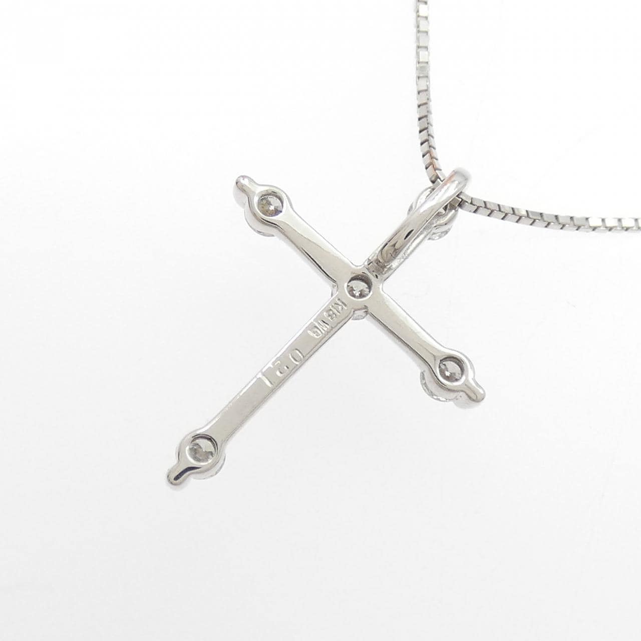 K18WG クロス ダイヤモンド ネックレス 0.21CT