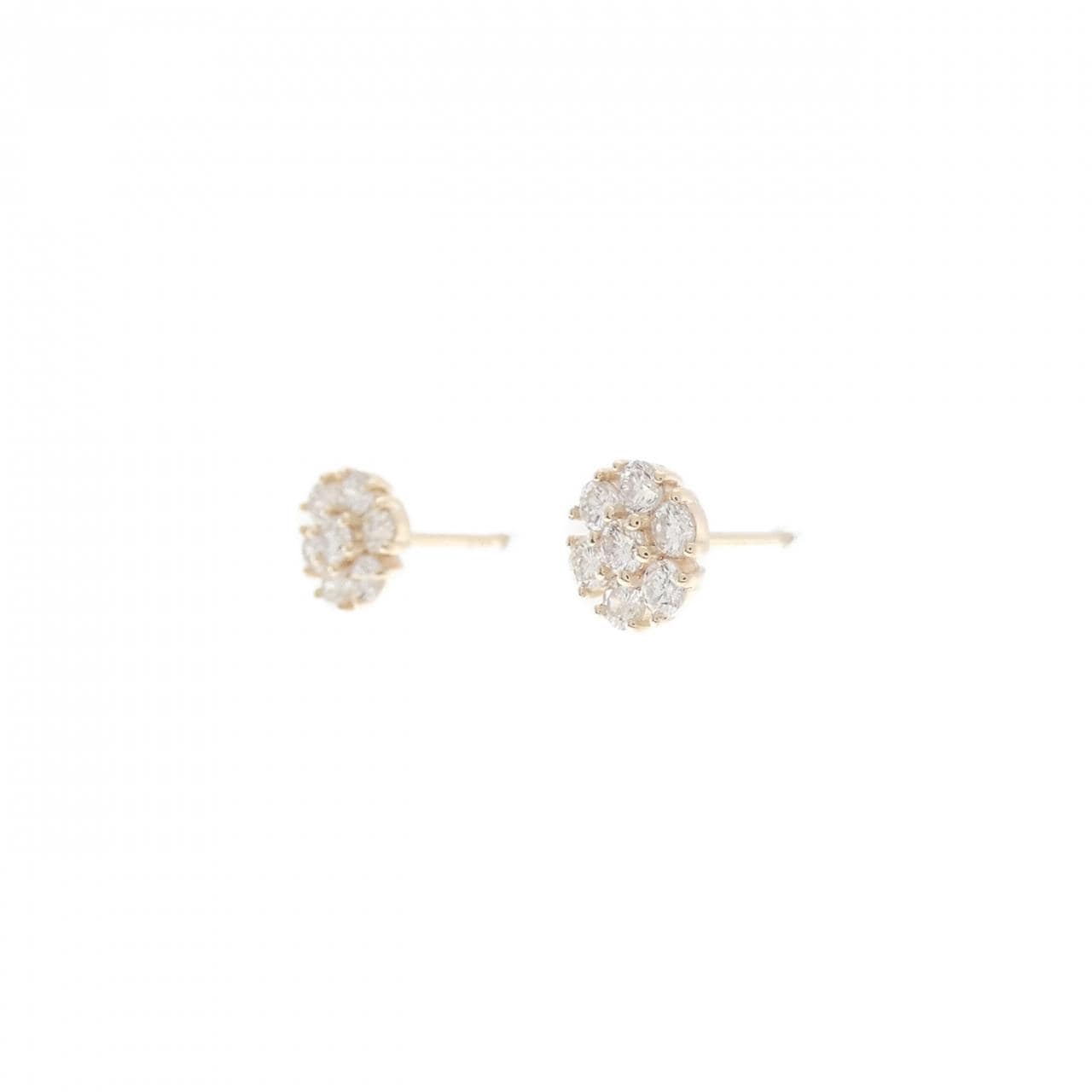 【リメイク】K10YG フラワー ダイヤモンド ピアス 0.30CT