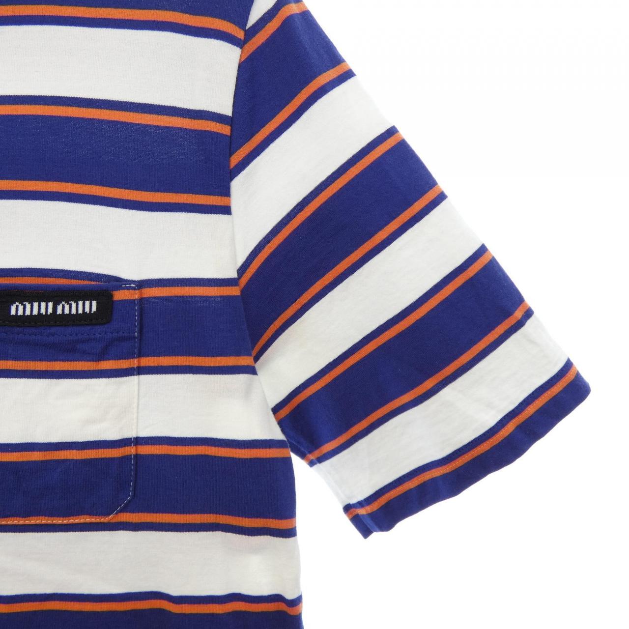 ミュウミュウ MIU MIU MIU MIU ロゴ ジャージー Tシャツ MJN537 SOOO 14RT Tシャツ