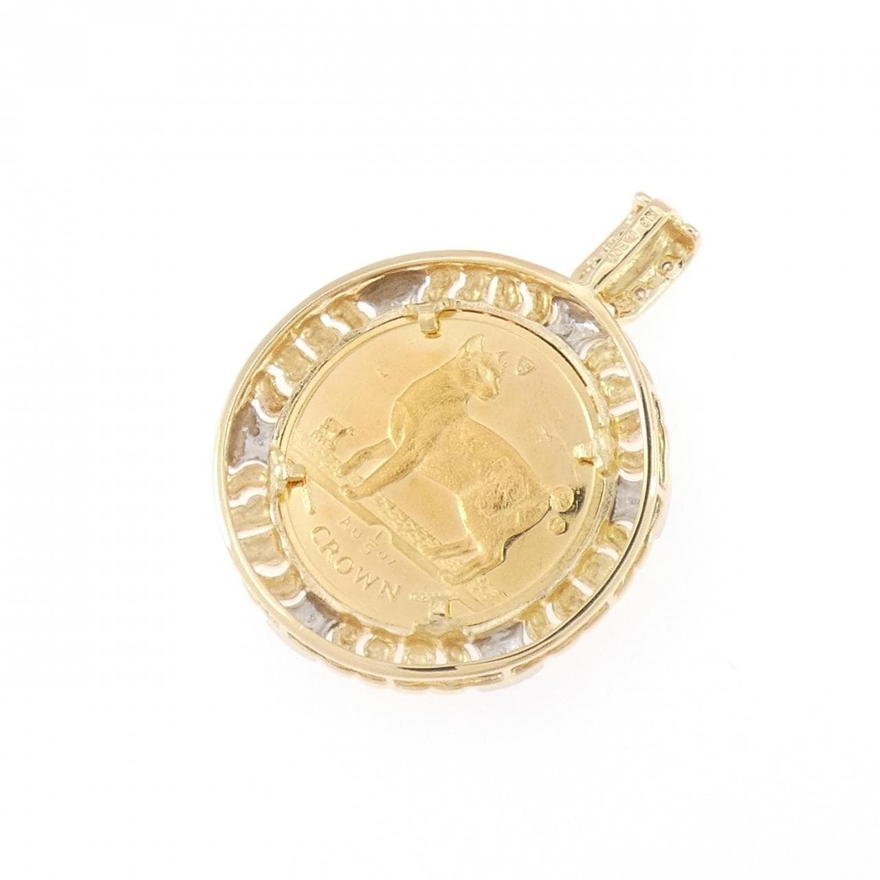 K18YG/PT900(枠) ダイヤモンド コイン 0.03CT