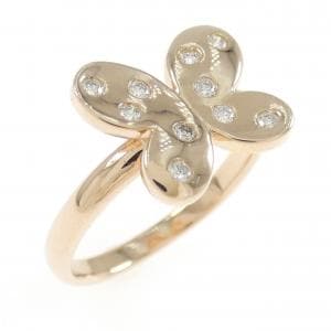 K18PG バタフライ ダイヤモンド リング 0.13CT
