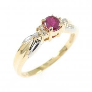 K18YG/PT900 ルビー リング