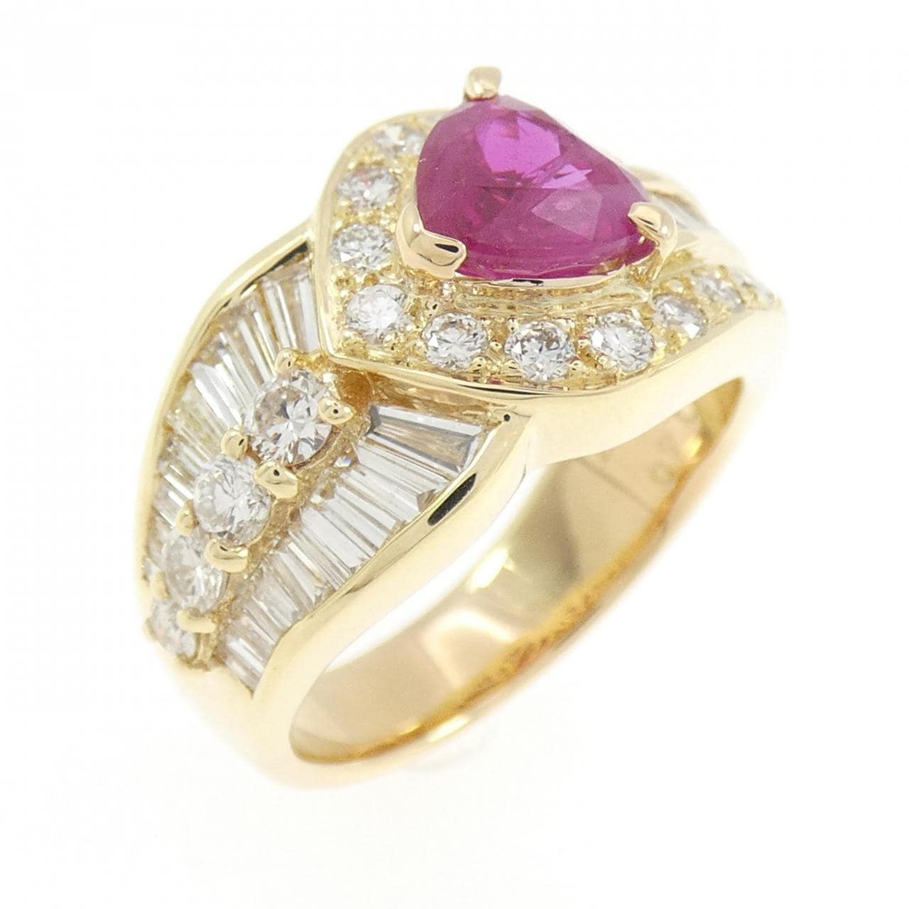 K18YG ハート ルビー リング 1.40CT