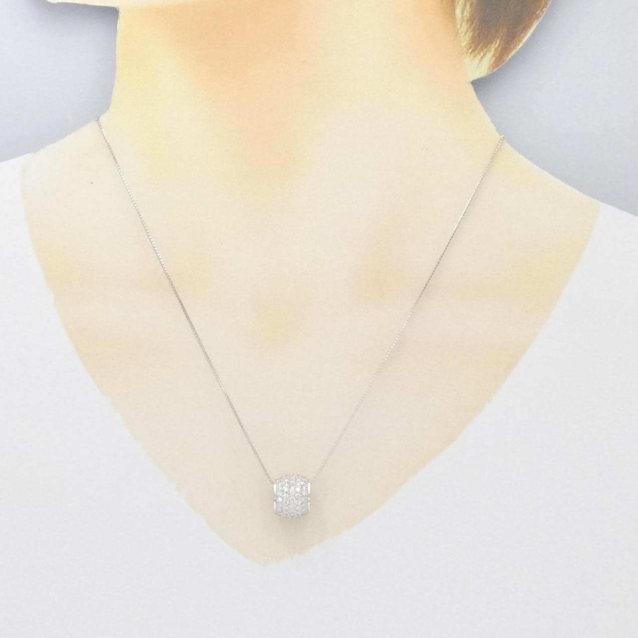 750WG/K18WG パヴェ ダイヤモンド ネックレス 1.58CT