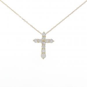 K18YG クロス ダイヤモンド ネックレス 1.02CT