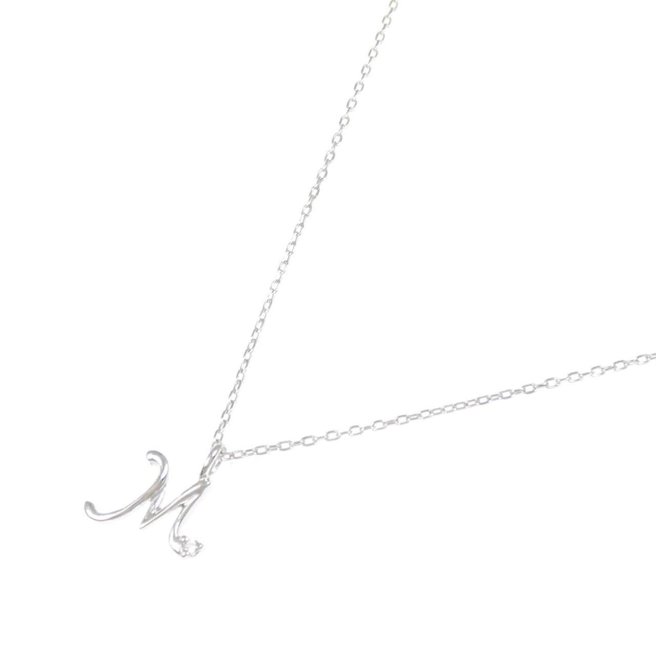 K18WG イニシャルM ダイヤモンド ネックレス 0.01CT