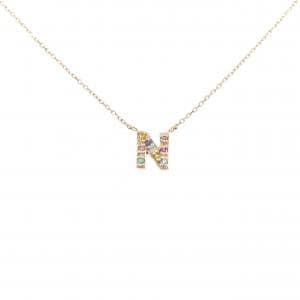 K10PG イニシャルN カラーストーン ネックレス
