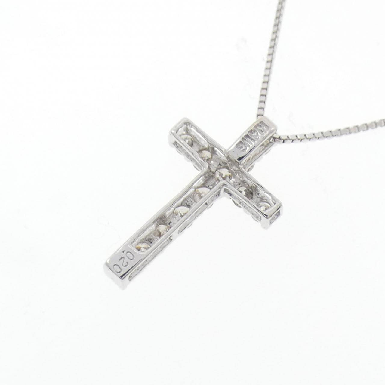 K14WG/K10WG クロス ダイヤモンド ネックレス 0.20CT