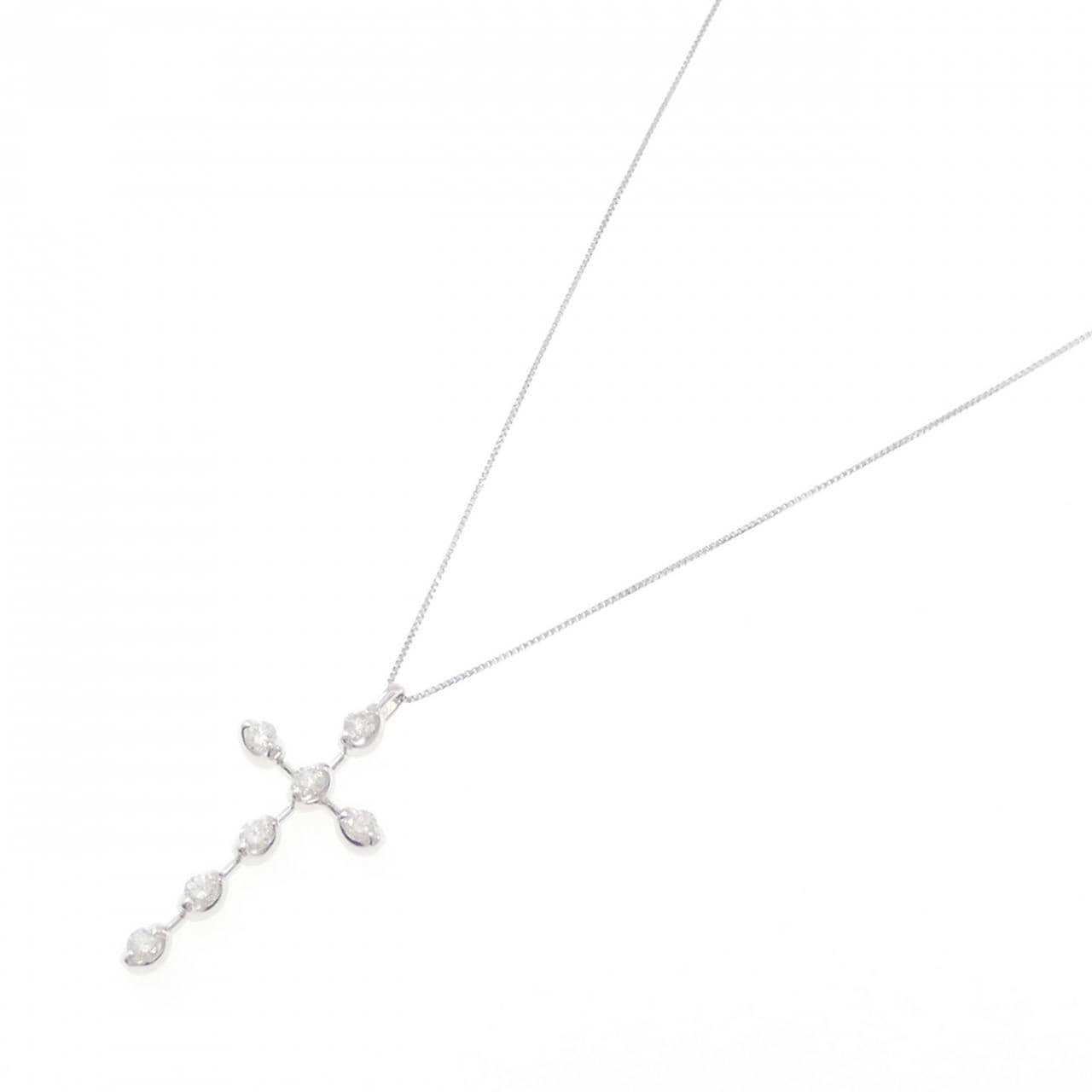 K18WG クロス ダイヤモンド ネックレス 0.50CT