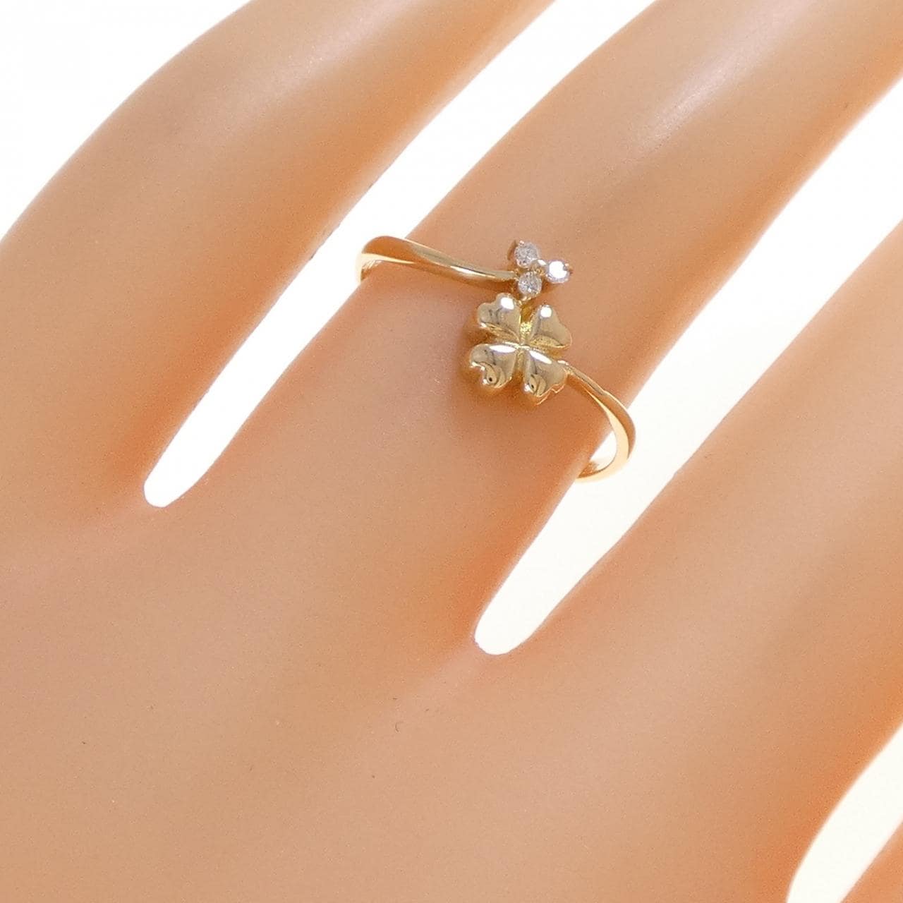 K18YG クローバー ダイヤモンド リング 0.025CT
