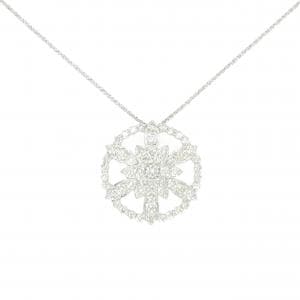PT900/K18WG フラワー ダイヤモンド ネックレス 2.00CT