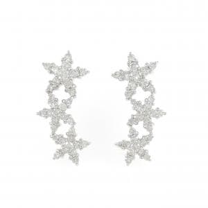 K18WG フラワー ダイヤモンド ピアス