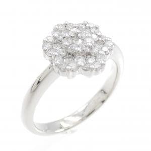 K18WG フラワー ダイヤモンド リング 0.50CT