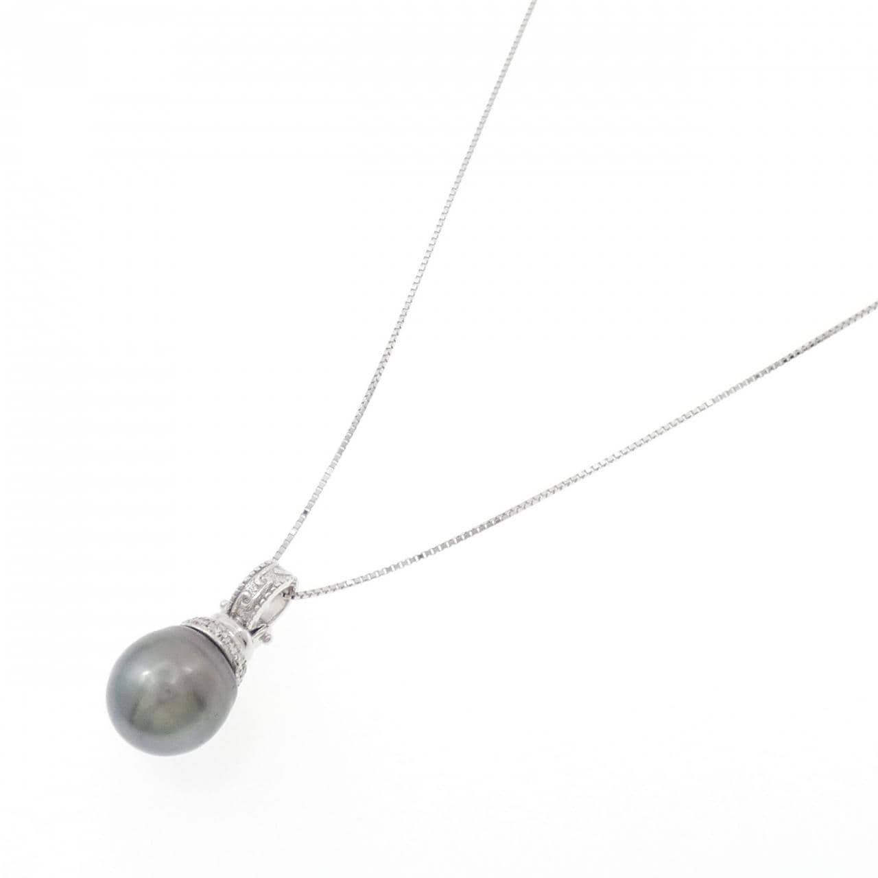 K18WG 黒蝶パール ネックレス