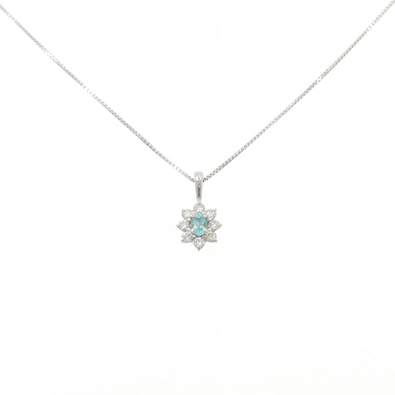 K18WG フラワー トルマリン ネックレス 0.07CT