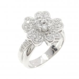 K18WG フラワー ダイヤモンド リング 0.64CT