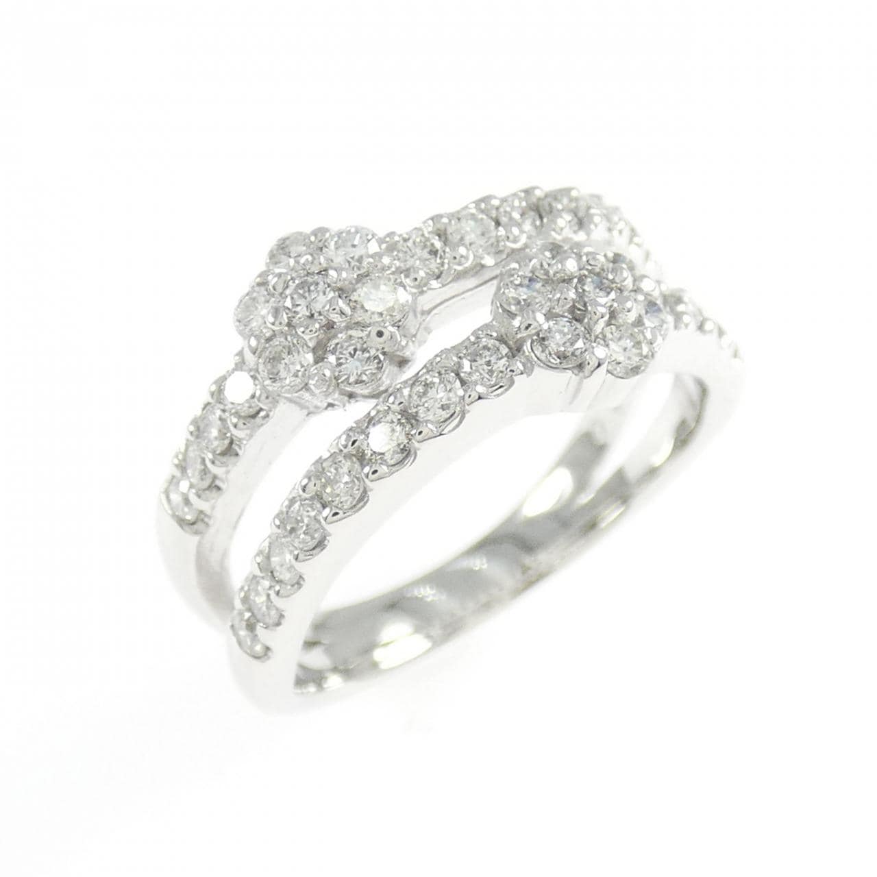 K18WG フラワー ダイヤモンド リング 0.48CT