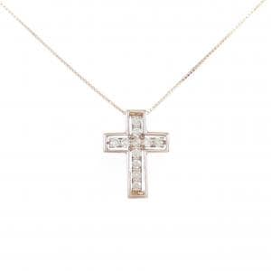 K10PG クロス ダイヤモンド ネックレス 0.20CT