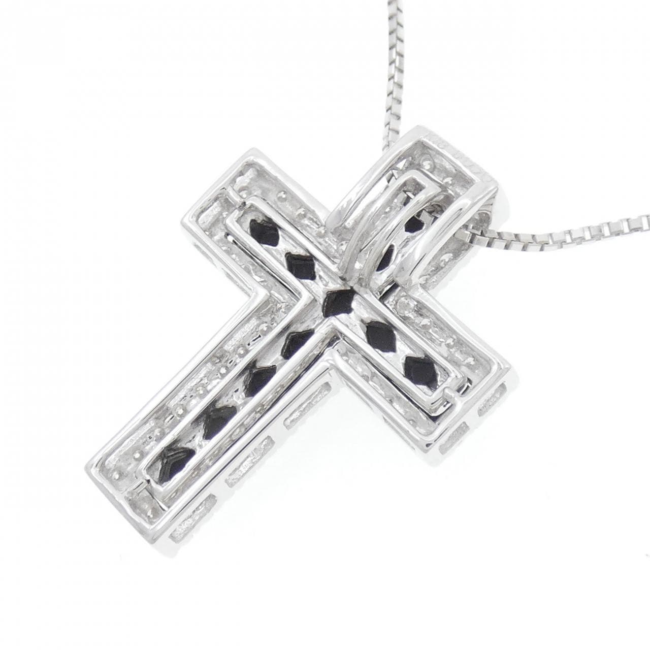 K18WG 2WAY クロス オニキス ネックレス