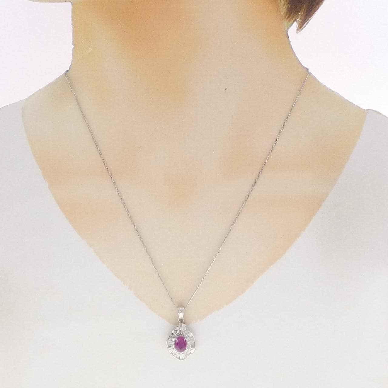 PT900/PT950 ルビー ネックレス 1.05CT