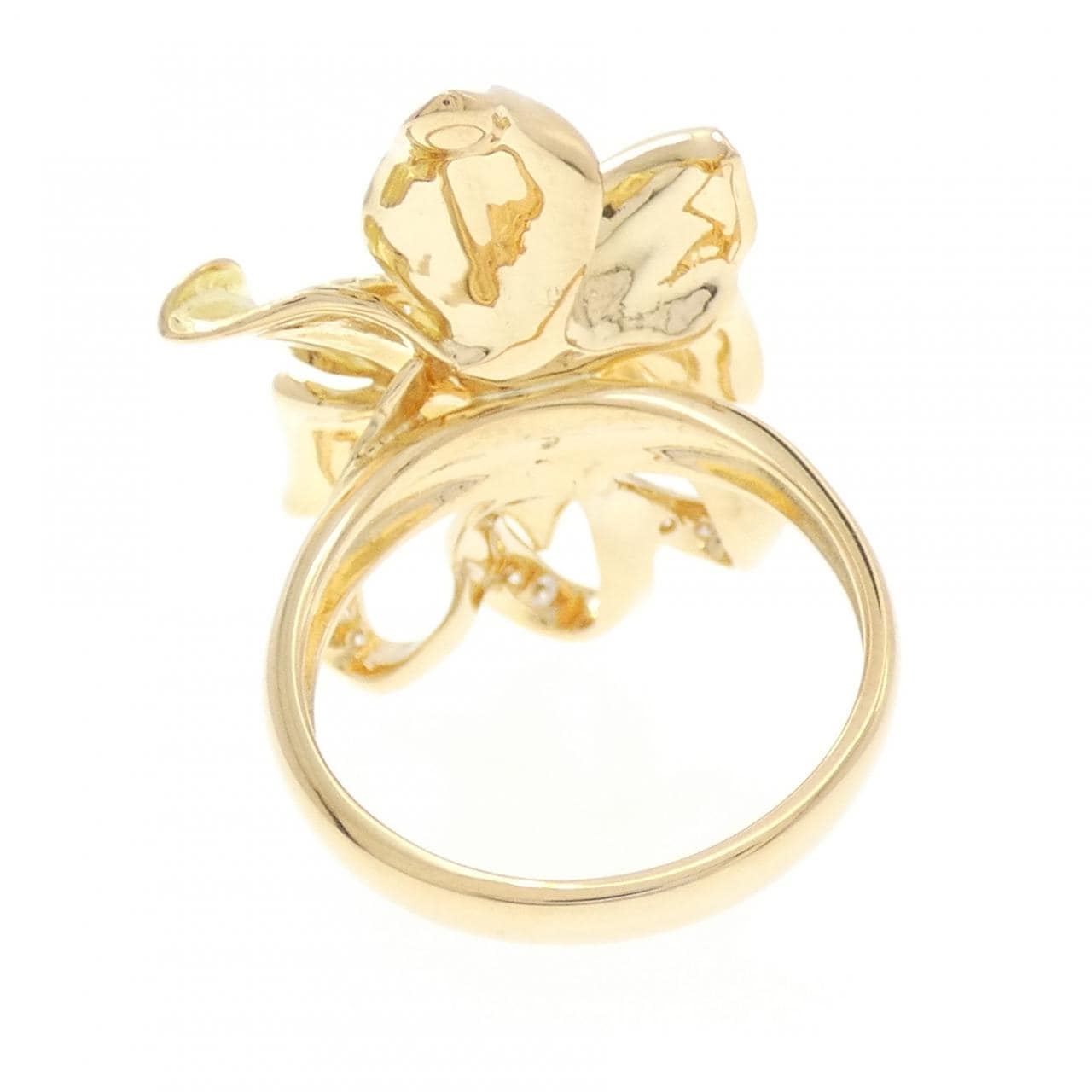 K18YG フラワー ダイヤモンド リング 0.13CT