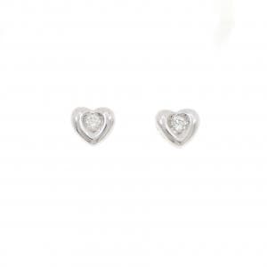 K18WG ハート ダイヤモンド ピアス 0.18CT
