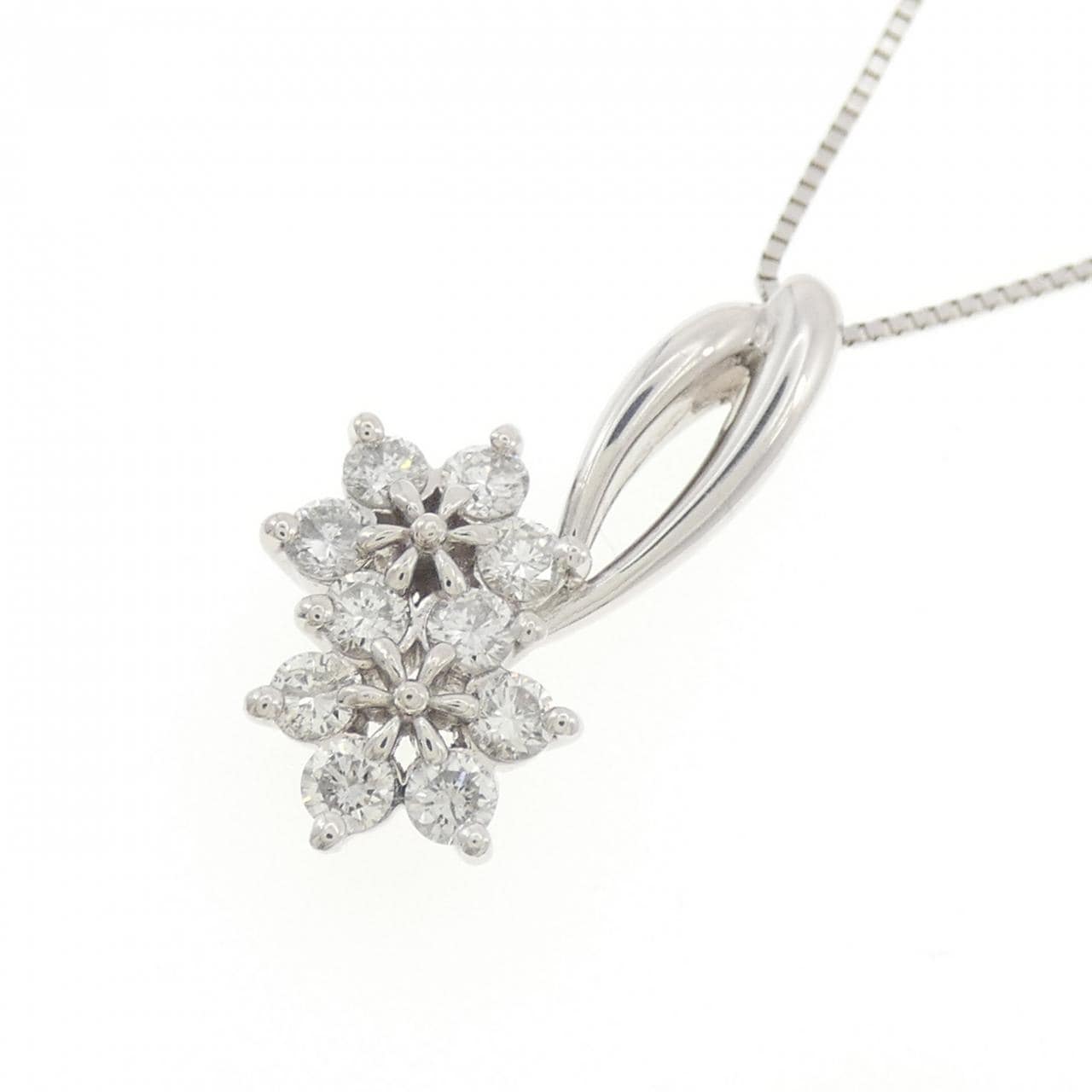 PT900/PT850 フラワー ダイヤモンド ネックレス 0.54CT