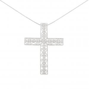 K18WG クロス ダイヤモンド ネックレス 0.92CT