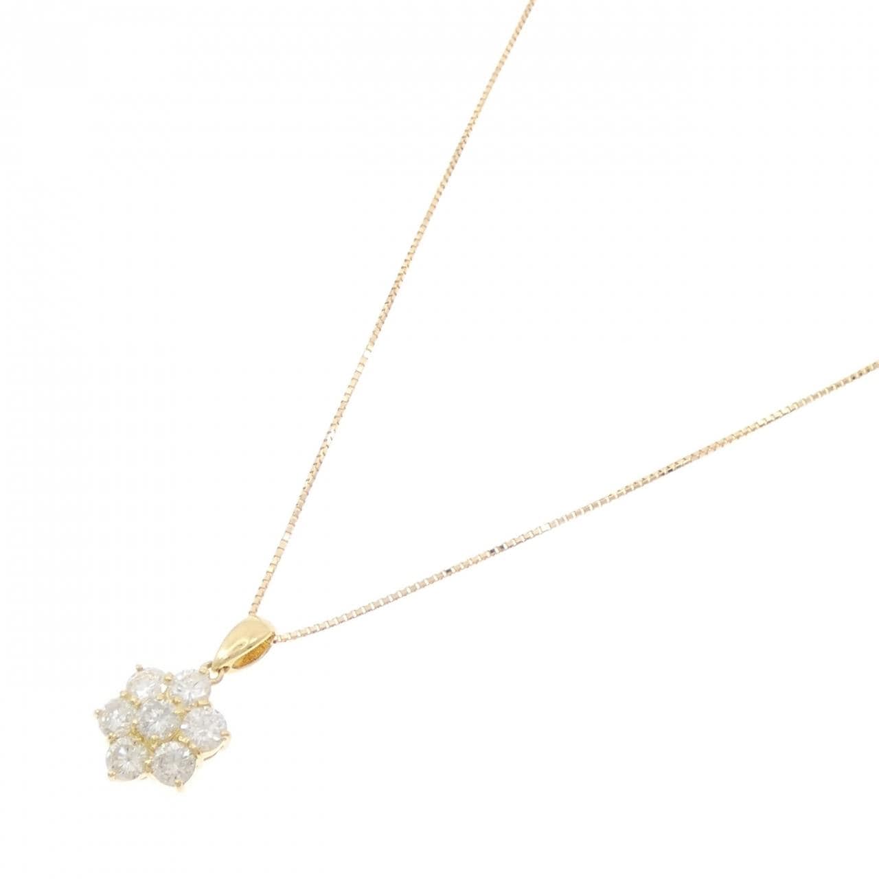 K18YG フラワー ダイヤモンド ネックレス 0.95CT
