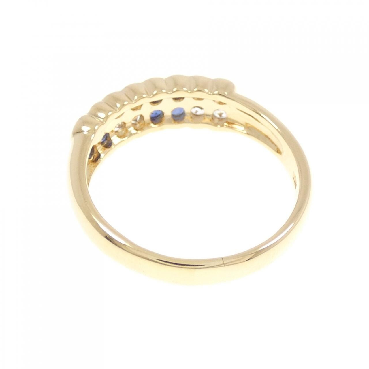 K18YG フラワー サファイヤ リング 0.36CT