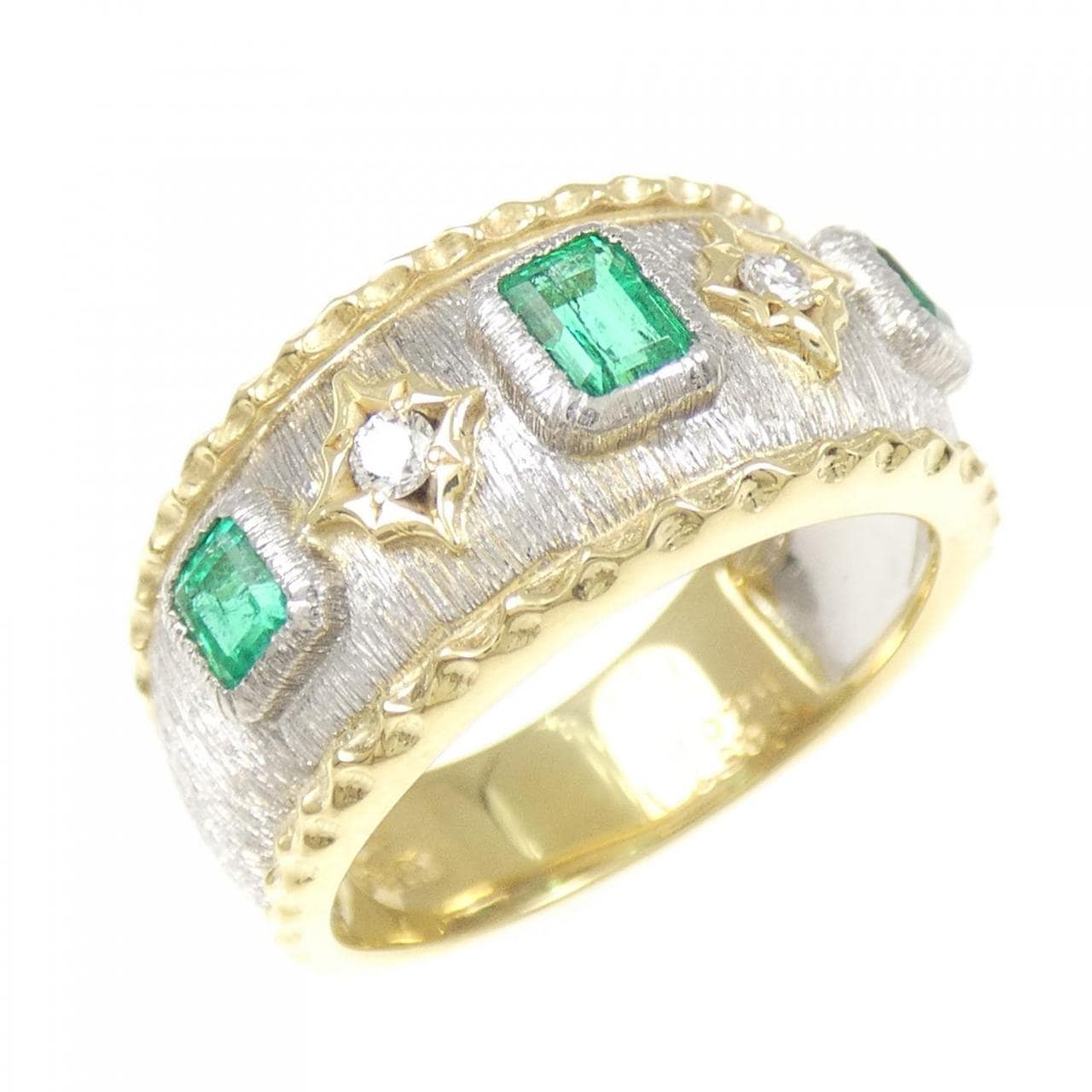 K18YG/PT900 エメラルド リング 0.51CT