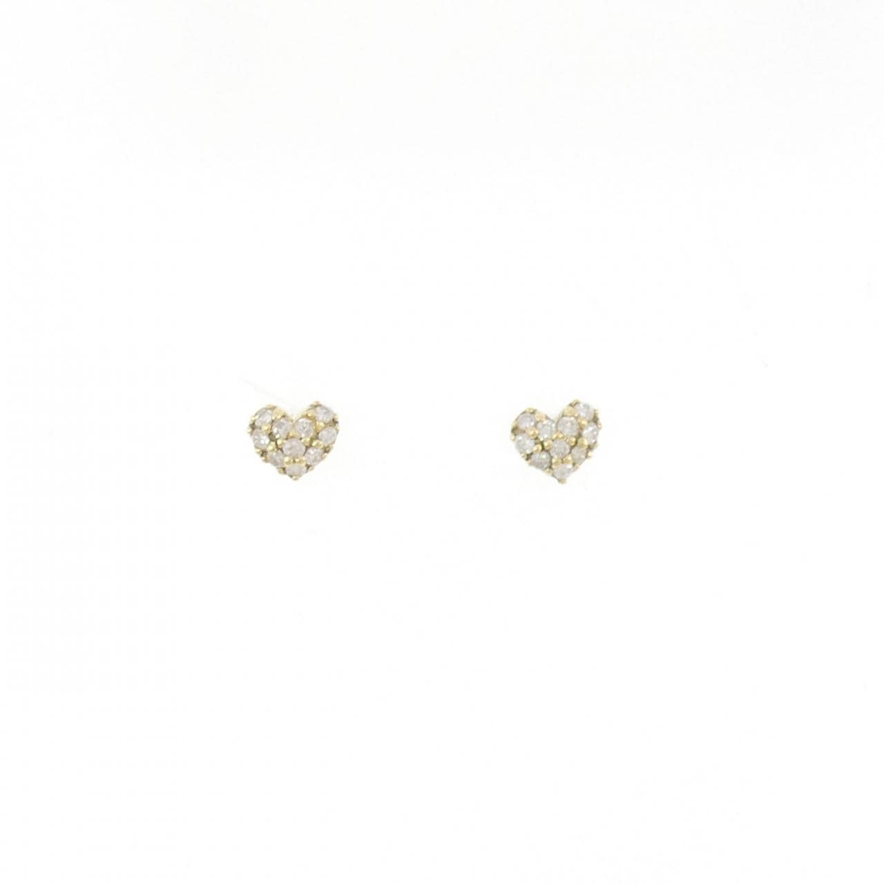 K18YG ハート ダイヤモンド ピアス 0.12CT