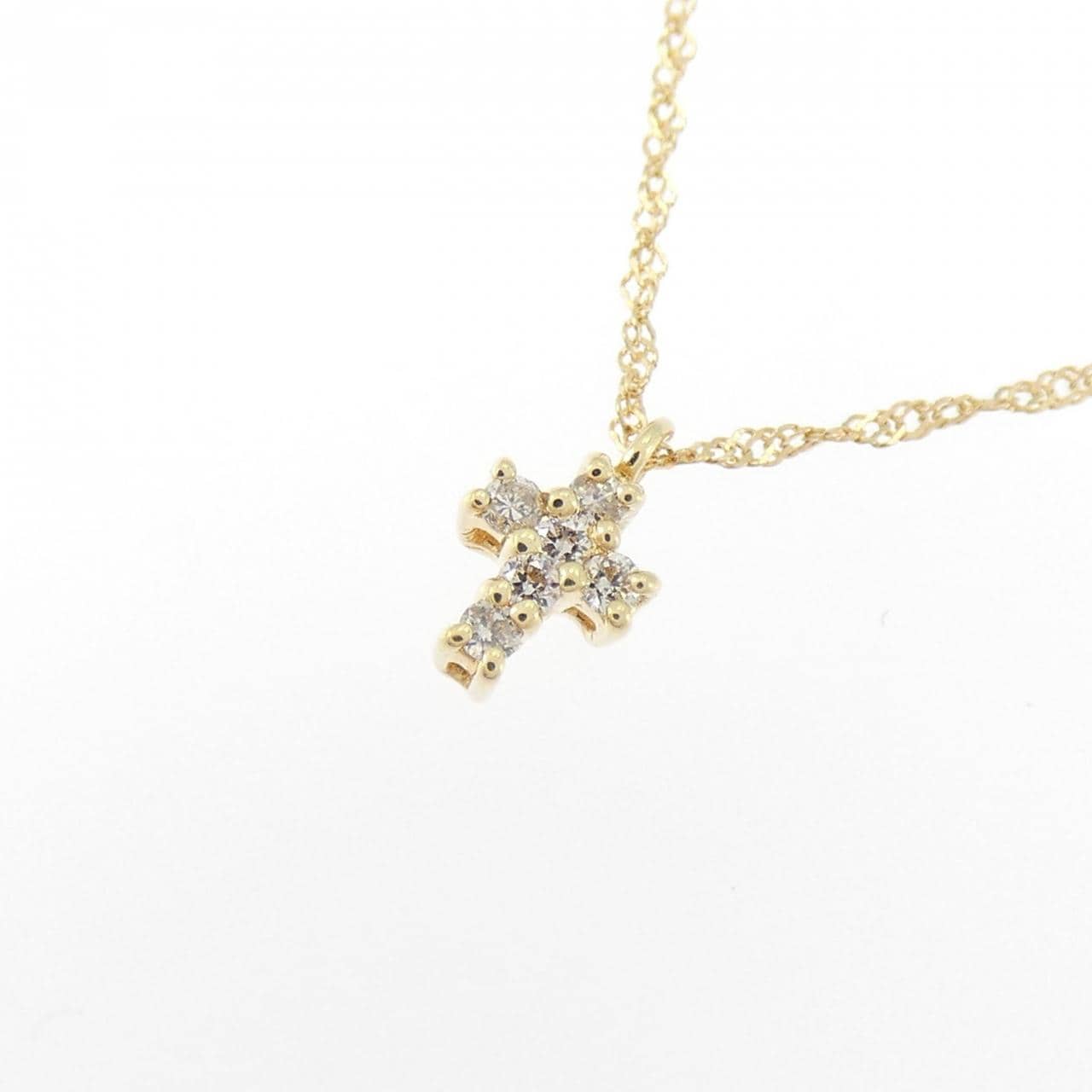 K18YG クロス ダイヤモンド ネックレス 0.03CT