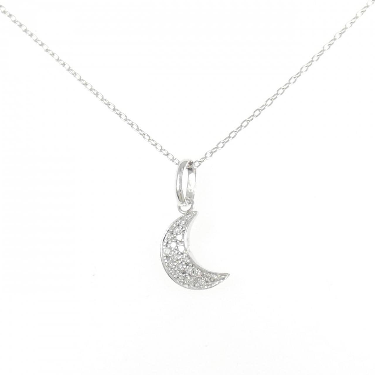 K18WG/K14WG ムーン ダイヤモンド ネックレス 0.13CT