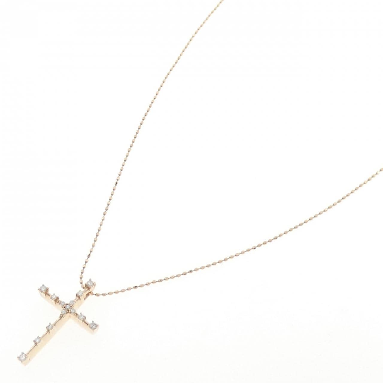K10PG Cross Diamond Necklace 0.11CT