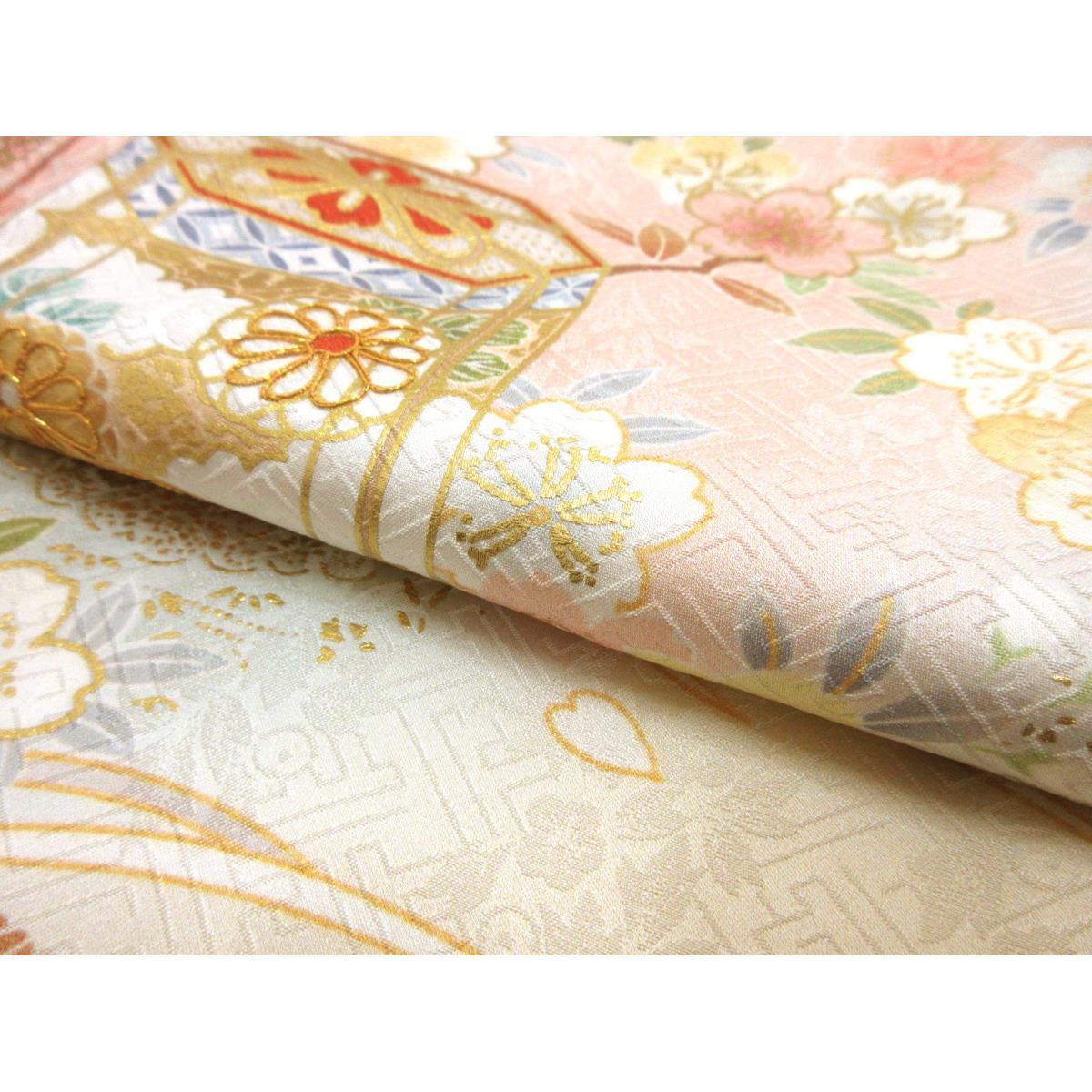 【新品】訪問着　友禅金彩加工　刺繍入りボカシ染
