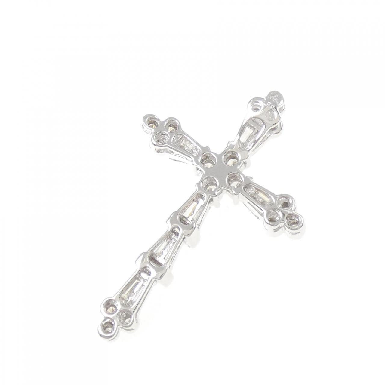 K18WG クロス ダイヤモンド ペンダント 1.00CT
