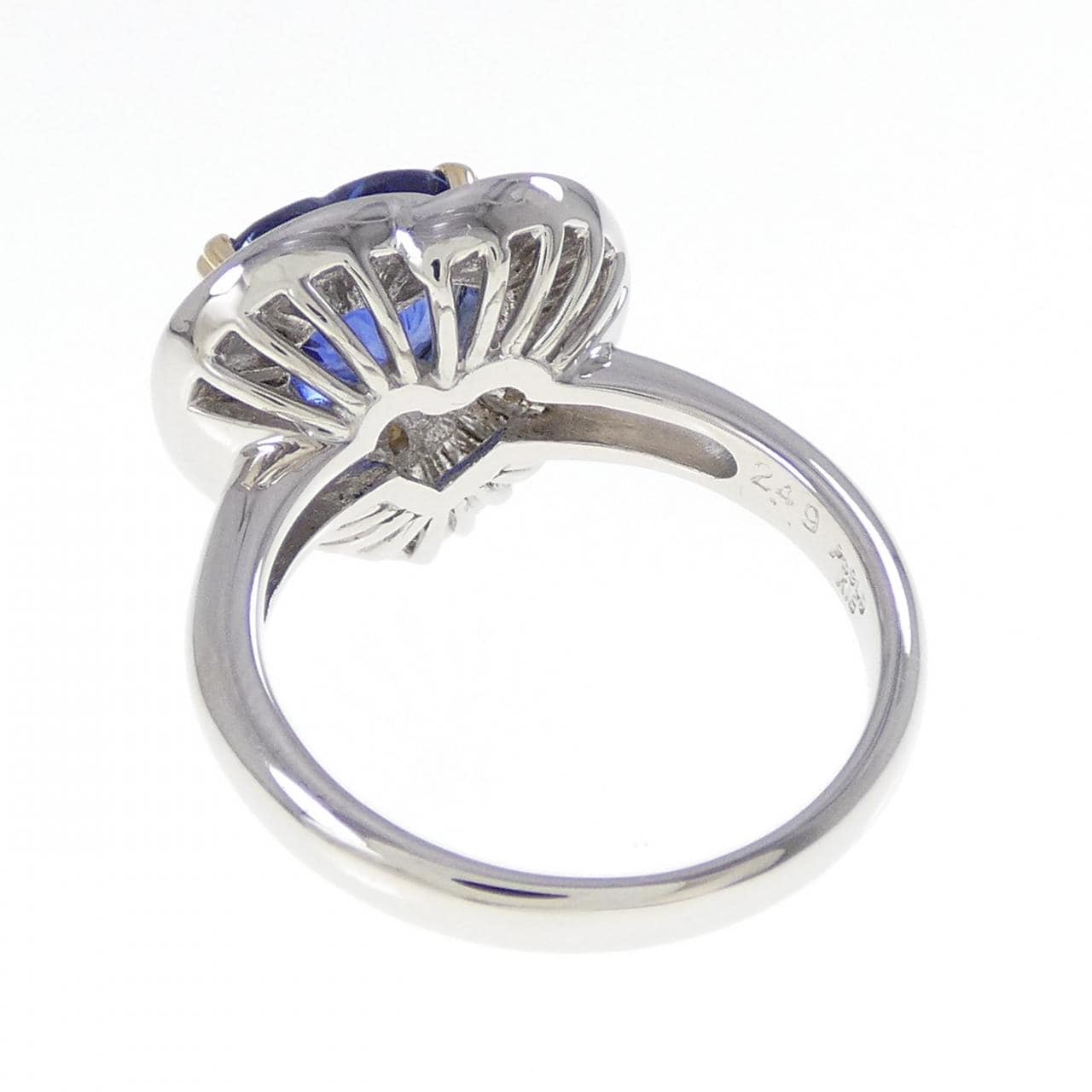 PT900/K18YG ハート サファイヤ リング 2.49CT