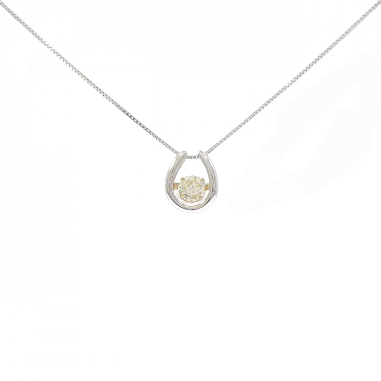 PT900/K18YG/PT850 ホースシュー ダイヤモンド ネックレス 0.40CT