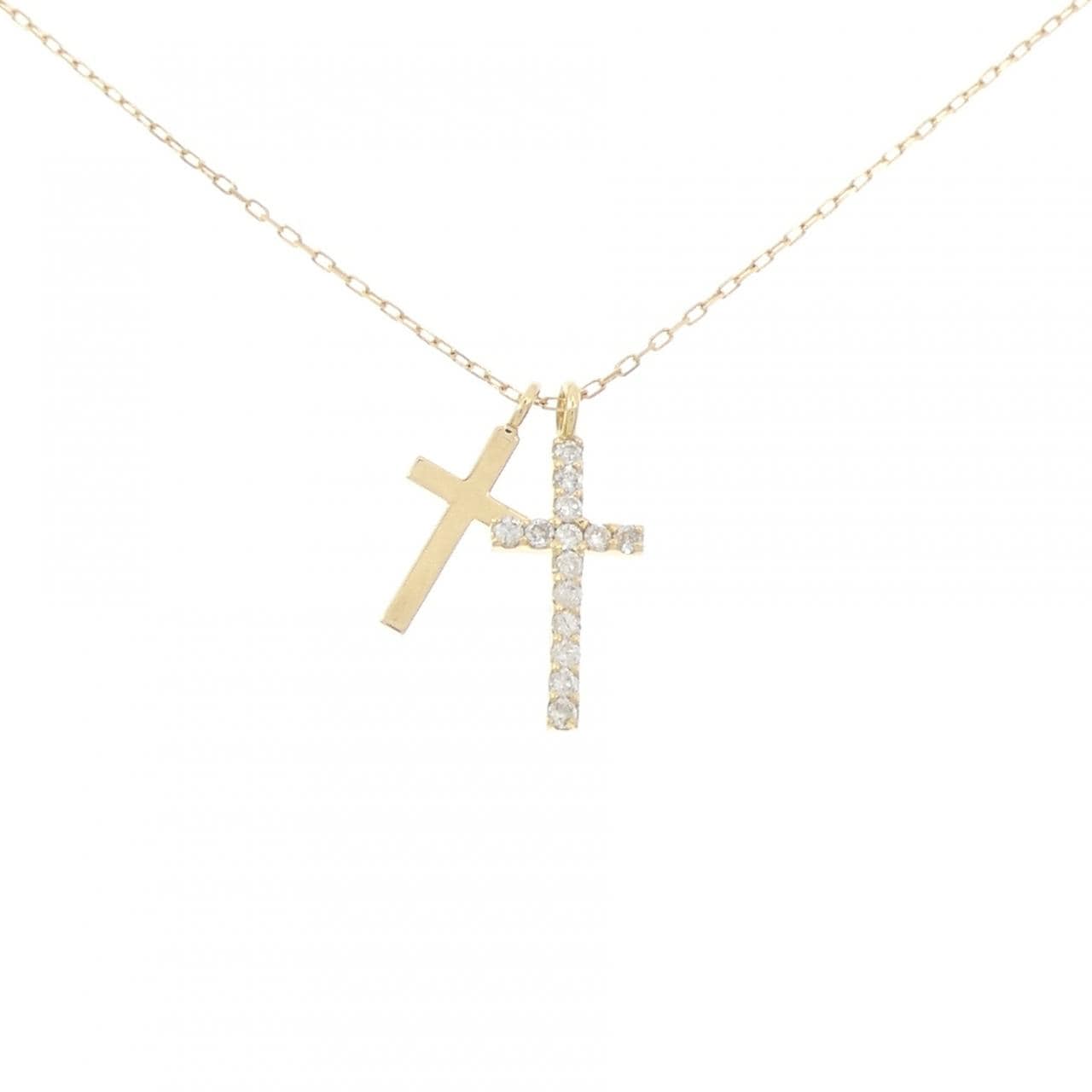 K18YG クロス ダイヤモンド ネックレス 0.14CT