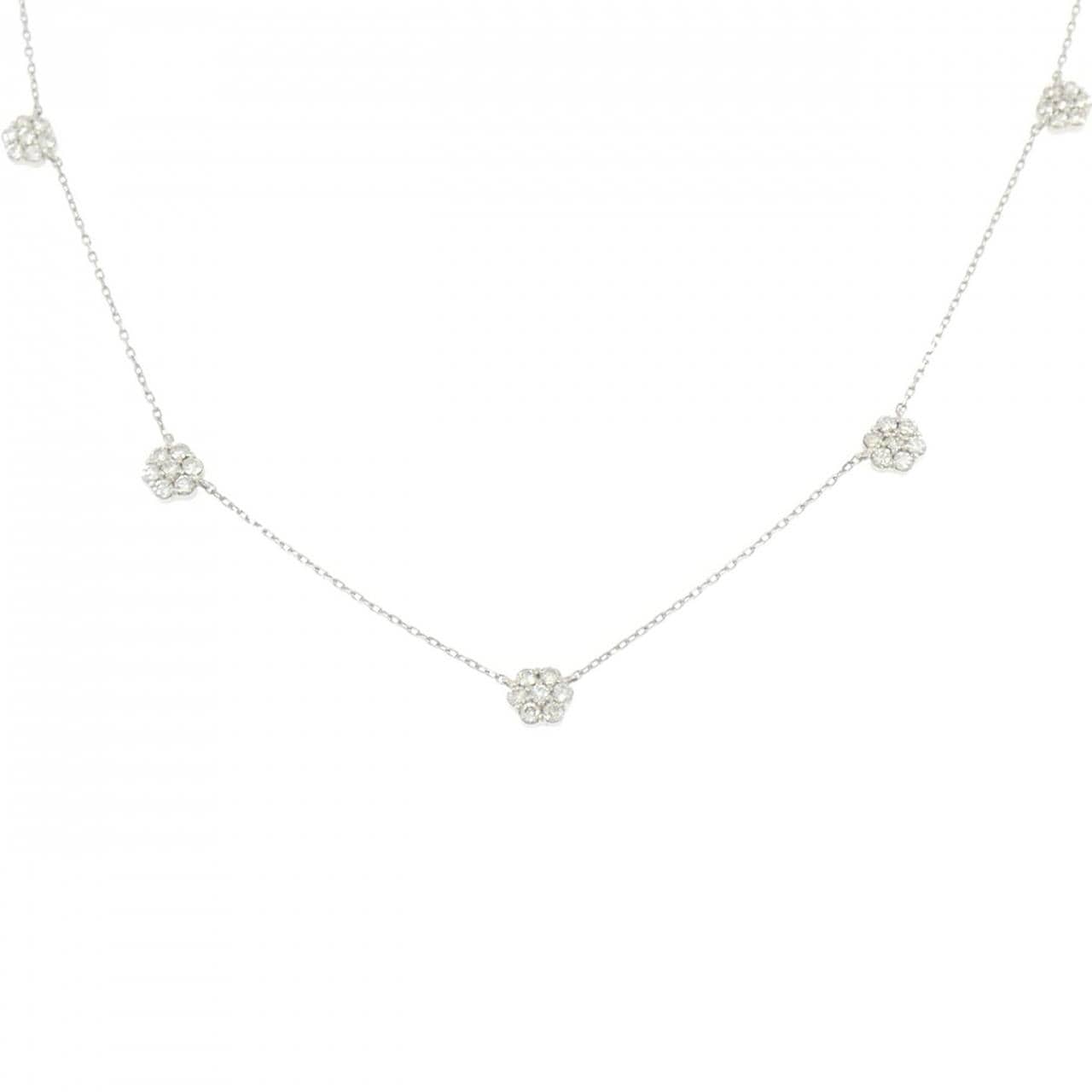 PT850 フラワー ダイヤモンド ネックレス 1.00CT