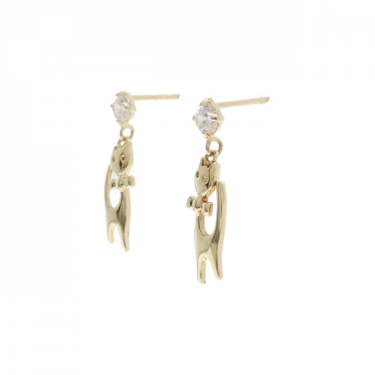 14KYG キャット キュービック ピアス