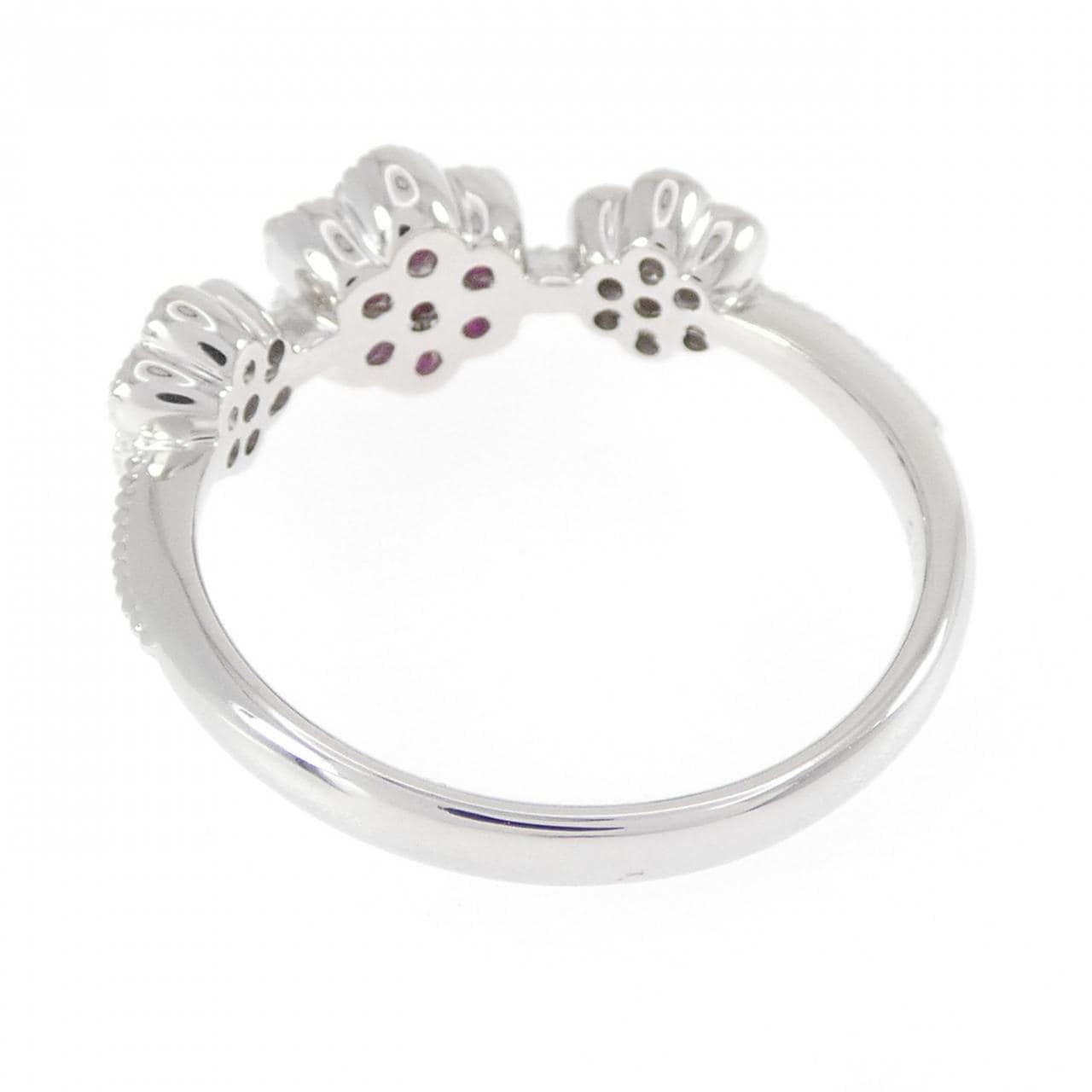 PT900 フラワー ルビー リング 0.35CT