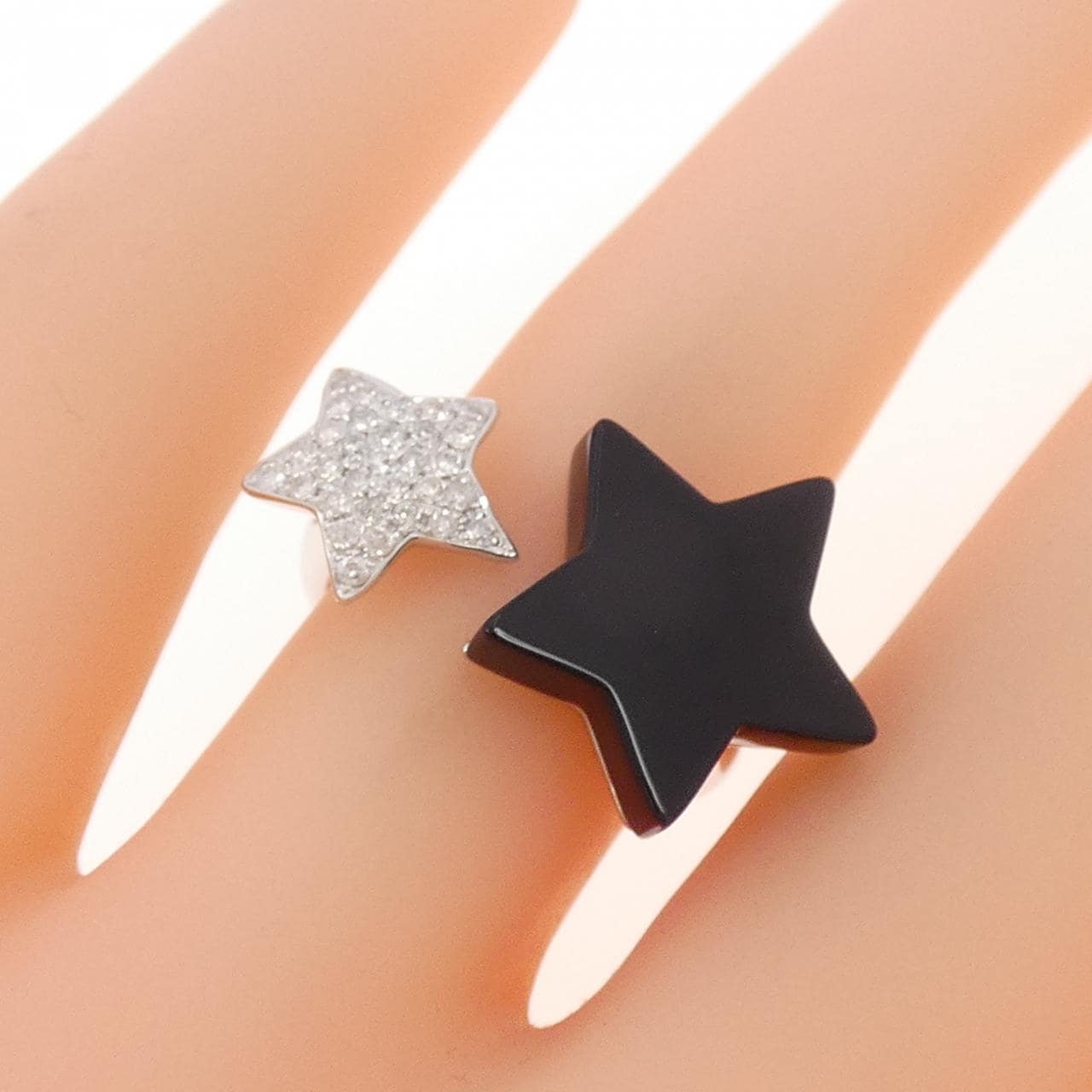 K18WG スター オニキス リング